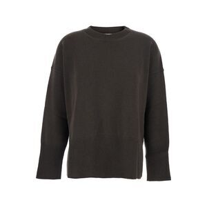 Grifoni Women Brown Oversize Crewneck Sweater With Ribbed Trims In Cotton Woman